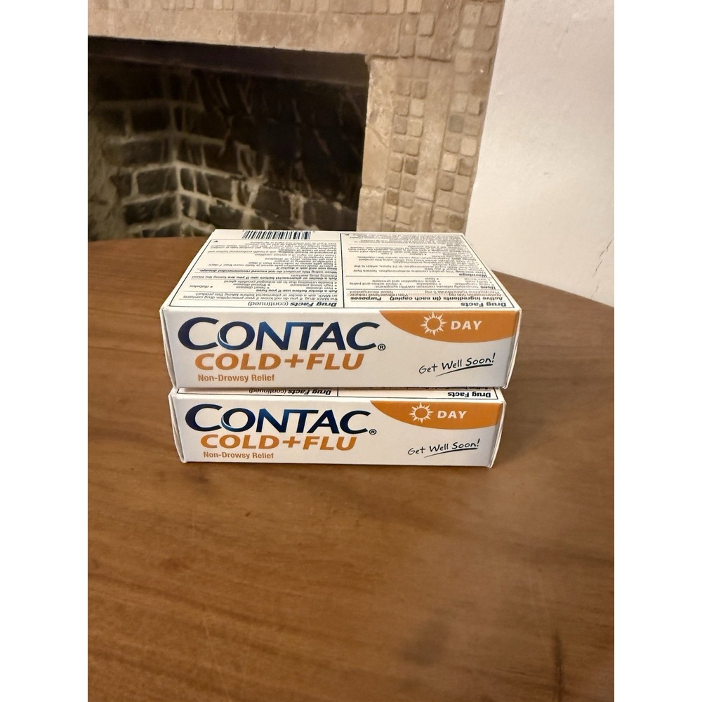 (2) Boxes Contac Day Cold + Flu Multi Symptom Medicine 24 Caplets Exp. 8/27 - Picture 5 of 7
